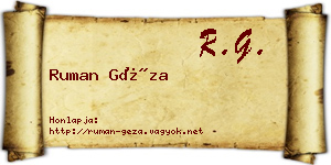 Ruman Géza névjegykártya